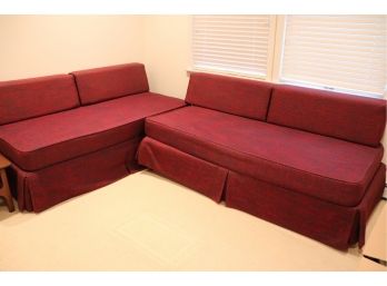 Pair Of Awesome Mid-Century Modern Twin Size Daybeds In Heavy Tweed Upholstery