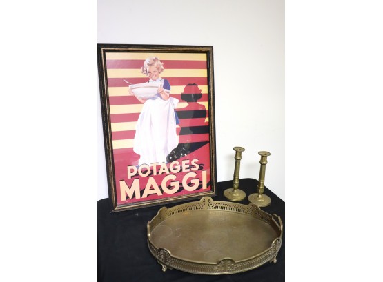 Candlesticks By Two Company & Castilian Engraved Brass Tray, Potatoes Maggi Poster