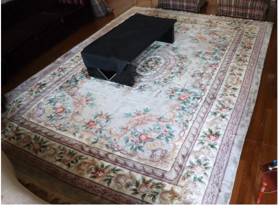 Large Custom Carved Chinese Aubusson Style Floral Area Rug/Carpet - Beautiful Pattern APX 15 Ft X 10 Ft