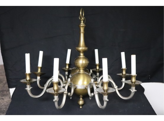 Pewter/Brass 8 Arm Candle Style Chandelier Approximately 28 Inches X 24 Inches