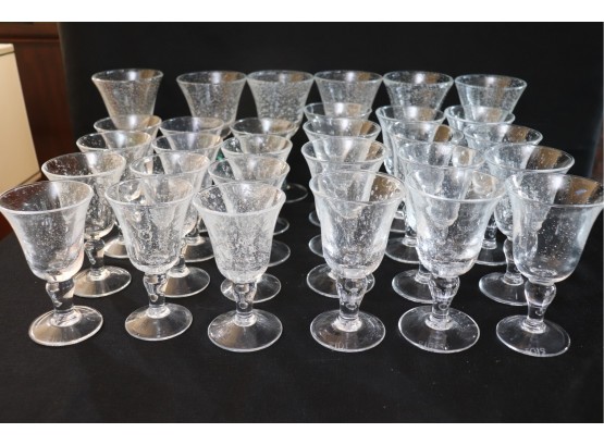 Collection Of Hand-Blown French Biot Glasses, The 6 Larger Glasses Are In The Style Of Biot
