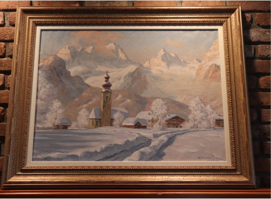 Winter Mountain Snow Scene View Painting By Artist Erwin Kettemann Munich Born Artist