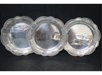 Three 800 Silver Argenterie Orsini Plates Milano Italy 61.8 Ozt Approx.