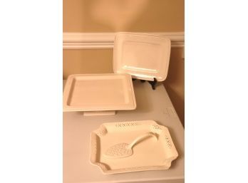 Three Serving Pieces Includes Pie Server & Cake Platter With Pedestal