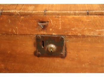 Antique/Authentic Pine Chest With Vintage Metal Hardware, Knot Hole That Is A Little Loose Adds To The Charm