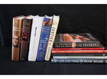 Collection Of Books Include Justice, Steve Jobs, The Sistine Chapel, Al Franken & Thomas Jefferson The Art Of
