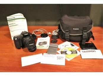 Vintage Canon Camera Model EOS20D Plus Tamron 20 To 500 Mm Macro Lens. Includes SD Card Reader & More