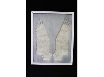 Wings Embellished Feather Art Work In A Shadowbox Style Frame Made Of Natural Feathers
