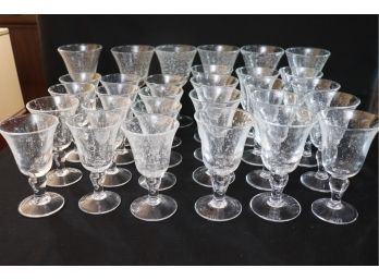 Collection Of Hand-Blown French Biot Glasses, The 6 Larger Glasses Are In The Style Of Biot