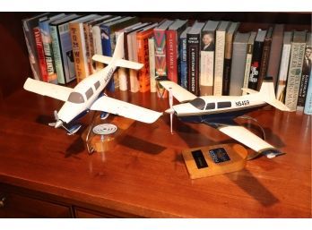 Pair Of Model Planes On Wood/Metal Stands Columbia 400 & Mooney