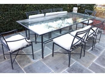 Brown Jordan Large Outdoor Patio Table With 8 Chairs & Cushions