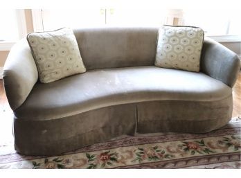 Silk Velvet Upholstery Kidney Shaped Sofa Made By Avanti - Will Look Amazing Reupholstered With New Fabric
