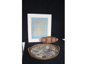 Framed Print Vibration AP 73 Hedwig S Lindsay, Serving Tray & Wood Tray With Tapestry Corduroy Bottom