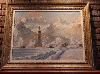 Winter Mountain Snow Scene View Painting By Artist Erwin Kettemann Munich Born Artist