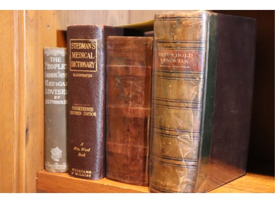 Assortment Of Four Antique Leather-bound  Medical Books