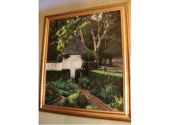 Listed Artist Quaint Country Garden By Artist Michael John Hunt. Measures 38 Inches Wide By 44 1/2 Tall