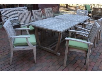VG Westminster Teak Table With 8 Chairs And Cushions For Your Outdoor Fun See Photos