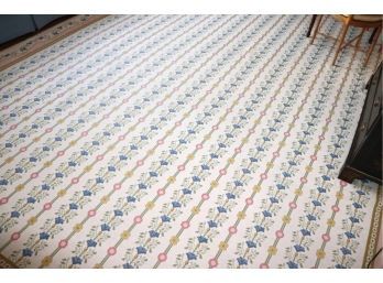 Oversized Custom-made Floral Print Rug With Beautiful Border Measures 117 Wide By 159 Long.