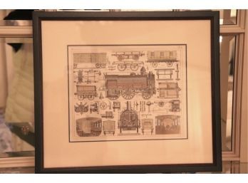 Small Railroad Print Of Vintage Train Cars And Interior. See Photos