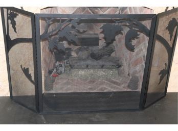 Wrought Iron Fireplace Screen Measures 30 Inches Wide, 30 Inches Tall It Has Two  12 Inch Folding Panels  T