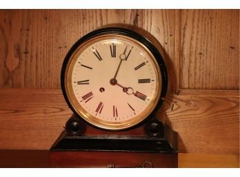 This French Japy Freres Mantle Clock Has An Enamel Face And Is In Working Condition