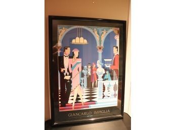 Giancarlo Impiglia, Night Lights Signed And Framed Deco Style Poster