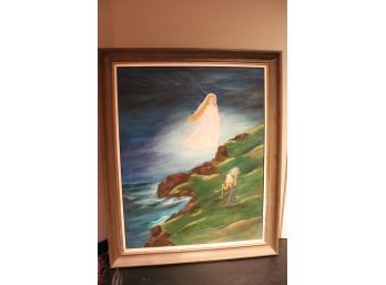 Listed Artist, Rose Labrie Painting Of Infamous Frenchmans Light.