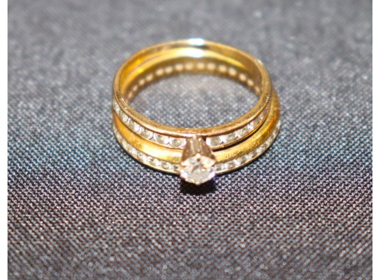 14K YG Diamond Engagement Ring Plus 14K YG Diamond Infinity Wedding Band