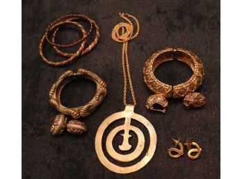 2 Earrings & Bracelet Set Signed KJL Plus Mystical Pendant Necklace