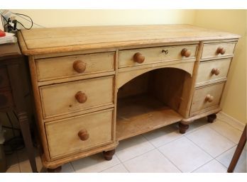 Antique Rustic Pine 7 Drawer Desk (3255-3258)