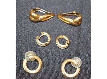 3 Pairs Of 14K YG Earrings