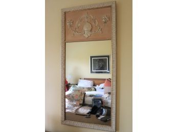 Decorative Tall Mirror With Shell Bas Relief & Florentine Style Frame