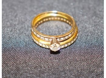 14K YG Diamond Engagement Ring Plus 14K YG Diamond Infinity Wedding Band
