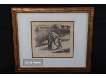 Antique Camille Pissarro Lithograph On Woven Paper - Les Trimardeurs, 1898