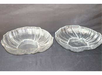Pair Of Lage Rosenthal Glass Serving Bowls In Shell Shape