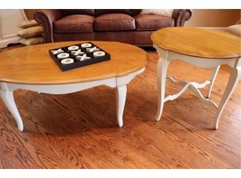 Ethan Allen French Provincial Two-Tone Coffee Table Set