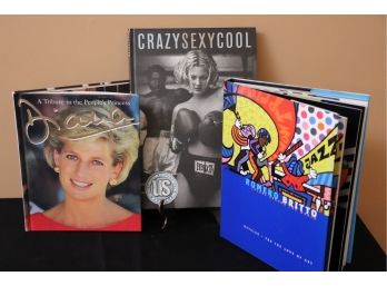 3 Coffee Table Books Romero Britto Colors Around The Britto, Peoples Princess Diana & Crazy Sexy Cool