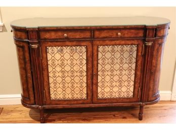 Theodore Alexander Burlwood Buffet Cabinet With Antique Style Glass Panel Cabinet Doors