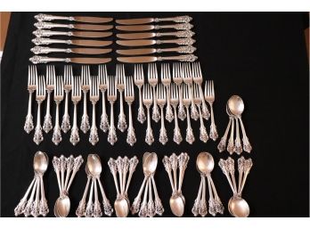 Wallace Sterling Silver Grand Baroque Flatware Set 5 Pc Service For 12 Includes 24 Teaspoons