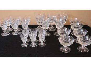 Vintage Cut Glass Wine & Water Glasses With Sorbet Cups