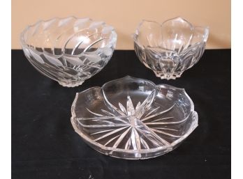 Collection Of Crystal And Glass  Includes 2 Bowls & 1 Serving Dish