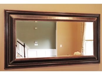 Large Ethan Allen Chesterfield Style Wall Mirror With A Beveled Edge & Nail Head Accents 72 Inches X 39  Inche