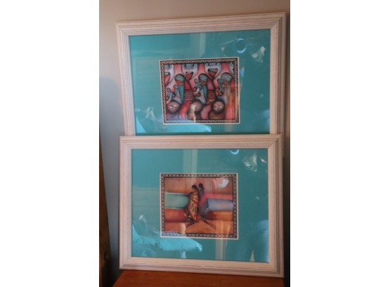Pair Of Pretty Santa Fe Style Prints In Matted Frames