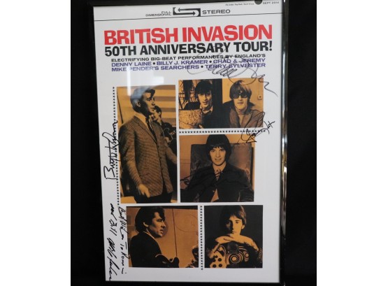 Framed British Invasion 50th Anniversary Poster Signed By Artist Sept 2014