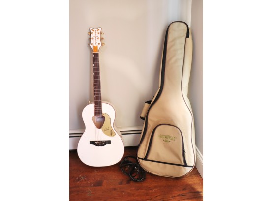 Gretsch Acoustic Guitar, Electric Input, Model G50021wpe,  Leather Strap Cattle & Cactus Detail