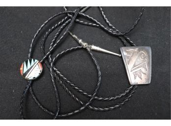Sterling Western Bolo Tie On Rope