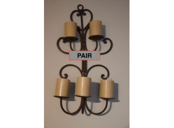 Pair Of Ornate Metal Candle Sconces