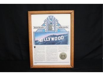 Authentic Section Of Hollywood Sign 1923-1978 With Hollywood Chamber Of Commerce Seal In Frame 0641