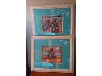 Pair Of Pretty Santa Fe Style Prints In Matted Frames