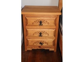 Two Wood Nightstands With A Carved Shell Motif